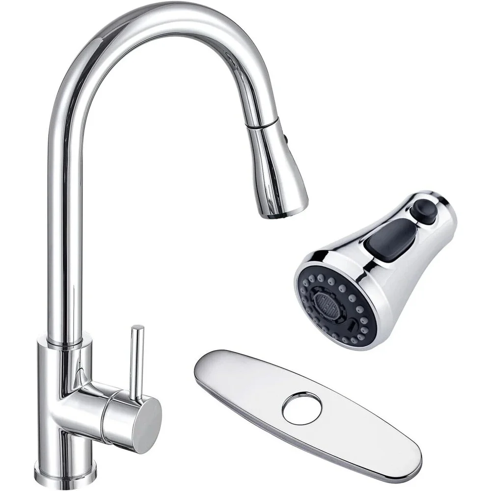 Brushed Nickel Kitchen Sink Faucet Pull down Sprayer Stainless Steel Kitchen